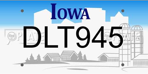 DLT945 Iowa License Plate