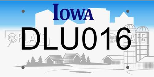 DLU016 Iowa License Plate