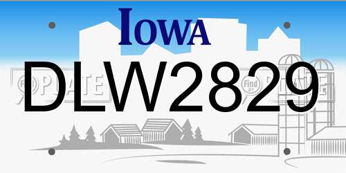 DLW2829 Iowa License Plate