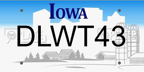 DLWT43 Iowa License Plate