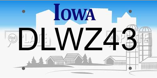 DLWZ43 Iowa License Plate