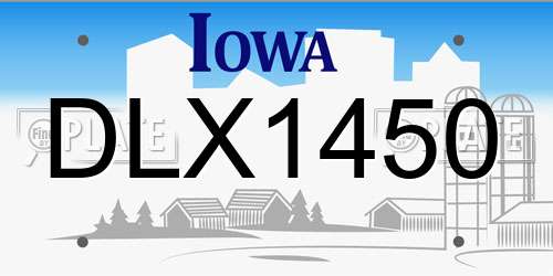 DLX1450 Iowa License Plate