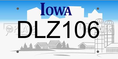 DLZ106 Iowa License Plate