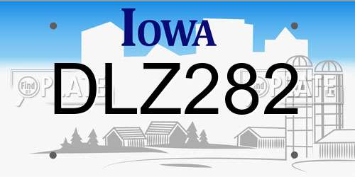 DLZ282 Iowa License Plate