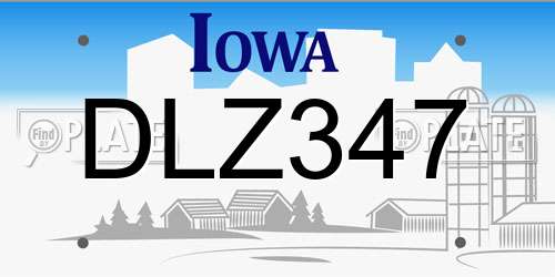 DLZ347 Iowa License Plate