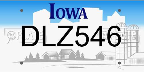 DLZ546 Iowa License Plate