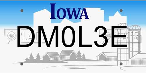 DM0L3E Iowa License Plate