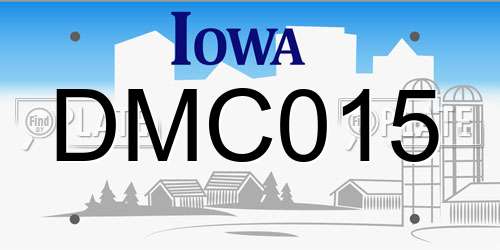 DMC015 Iowa License Plate