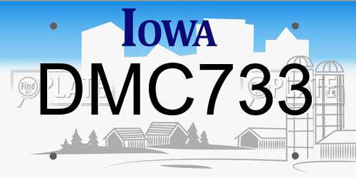 DMC733 Iowa License Plate