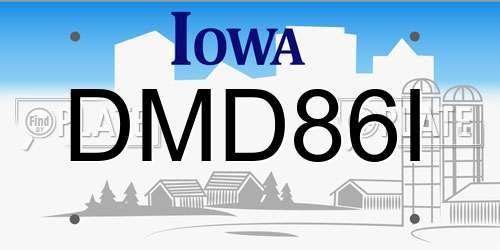 DMD86I Iowa License Plate