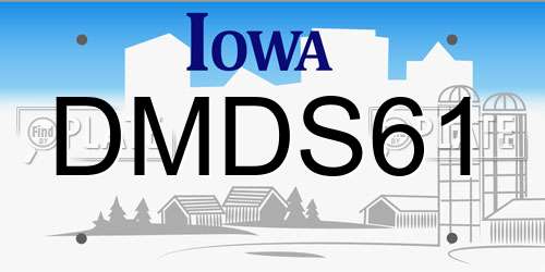 DMDS61 Iowa License Plate