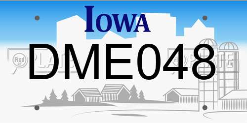 DME048 Iowa License Plate