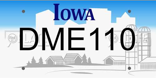 DME110 Iowa License Plate