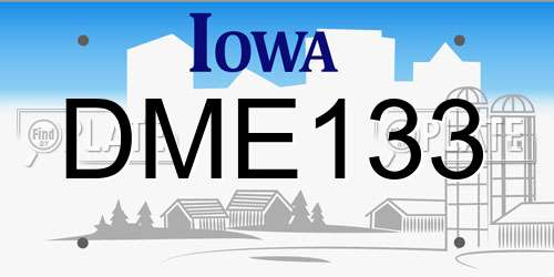DME133 Iowa License Plate