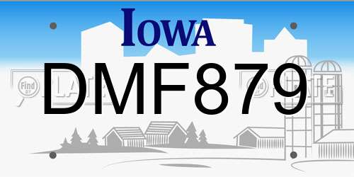 DMF879 Iowa License Plate