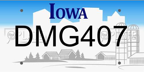 DMG407 Iowa License Plate