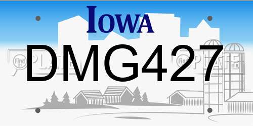 DMG427 Iowa License Plate