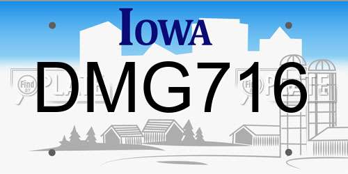 DMG716 Iowa License Plate