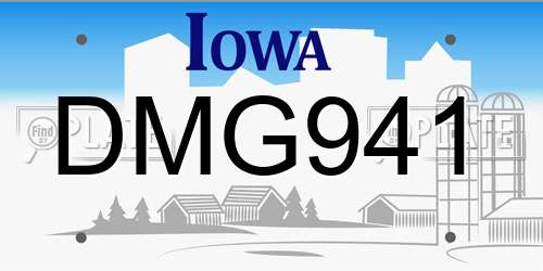 DMG941 Iowa License Plate