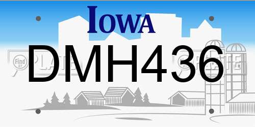 DMH436 Iowa License Plate