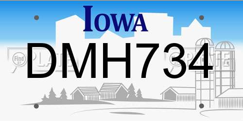 DMH734 Iowa License Plate