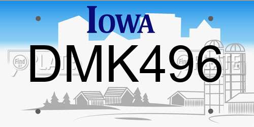 DMK496 Iowa License Plate