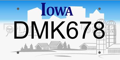 DMK678 Iowa License Plate