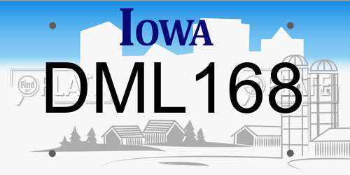 DML168 Iowa License Plate