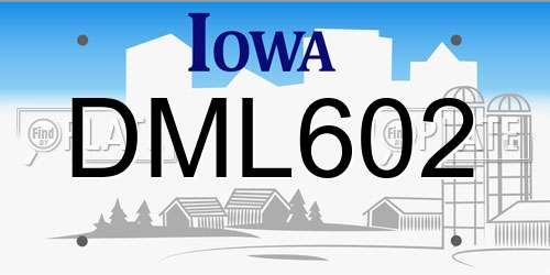 DML602 Iowa License Plate