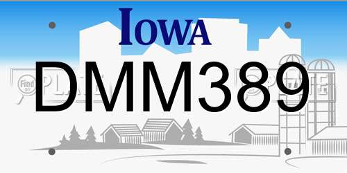 DMM389 Iowa License Plate