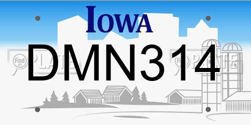 DMN314 Iowa License Plate