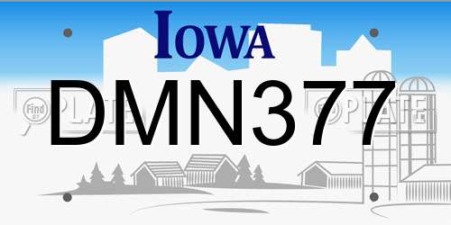 DMN377 Iowa License Plate