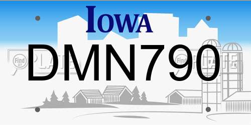 DMN790 Iowa License Plate