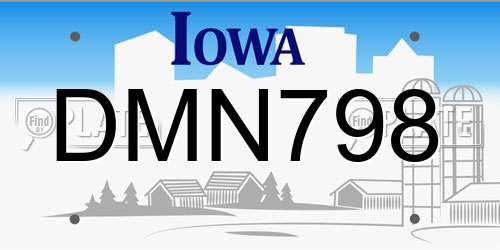 DMN798 Iowa License Plate