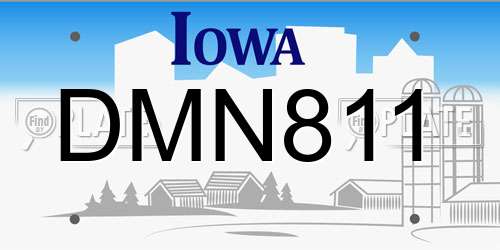 DMN811 Iowa License Plate