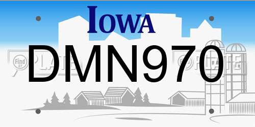 DMN970 Iowa License Plate