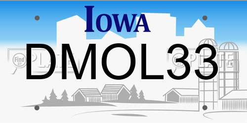 DMOL33 Iowa License Plate