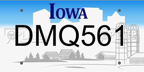 DMQ561 Iowa License Plate