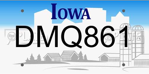 DMQ861 Iowa License Plate
