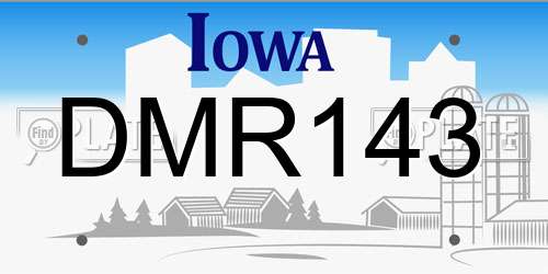 DMR143 Iowa License Plate