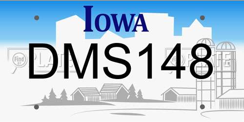 DMS148 Iowa License Plate