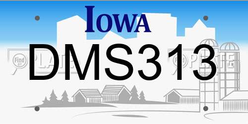 DMS313 Iowa License Plate