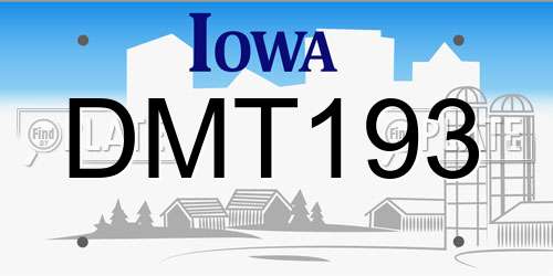 DMT193 Iowa License Plate
