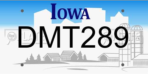 DMT289 Iowa License Plate