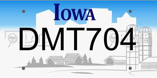DMT704 Iowa License Plate