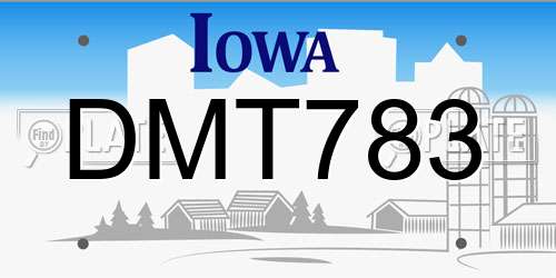 DMT783 Iowa License Plate