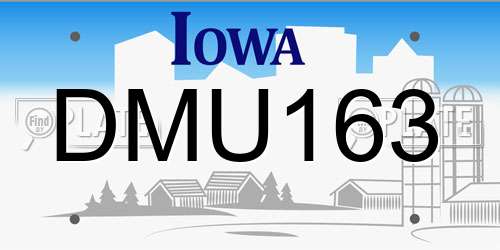 DMU163 Iowa License Plate