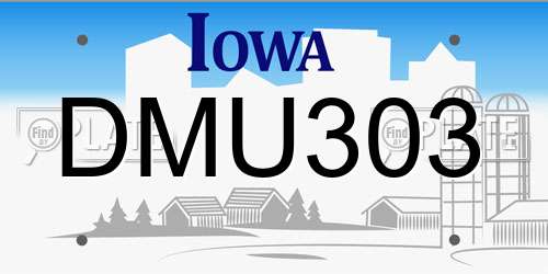 DMU303 Iowa License Plate