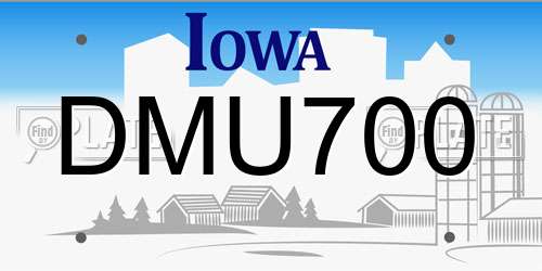 DMU700 Iowa License Plate