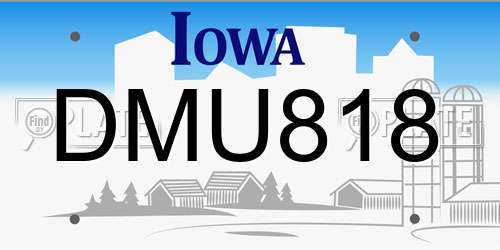 DMU818 Iowa License Plate